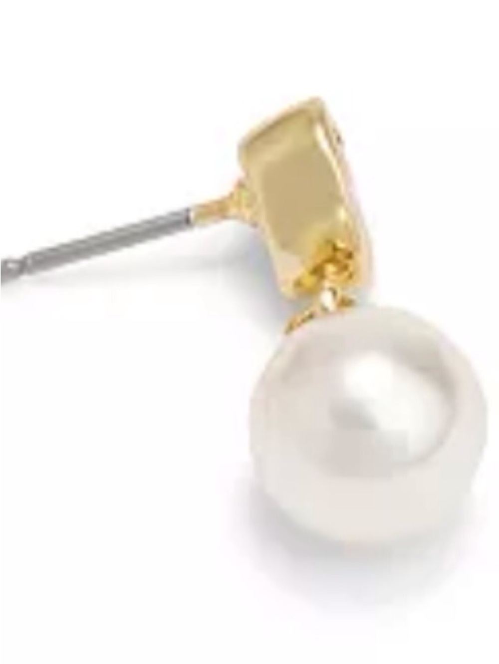 NWT Coach Gold Heart CZ and Faux Pearl Drop Earrings - Gold, Ivory - Picture 3 of 4